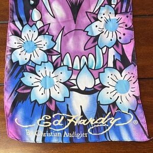 Ed Hardy Christian Audigier 100% Silk Extra-Long Scarf 80”+